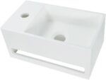 Lavoar Aloni 425SL 35,8×20,5×15,7 cm, marmură compozită, alb, baterie pe stânga
