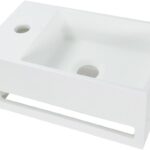 Lavoar Aloni 425SL 35,8×20,5×15,7 cm, marmură compozită, alb, baterie pe stânga