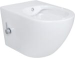 Vas WC suspendat Aloni Rimless cu funcție bideu Taharet, ceramică albă