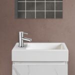 Lavoar suspendat Aloni 40×22,5 cm, marmură compozită, alb mat - imagine 2