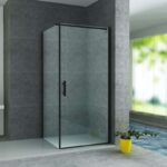 Cabină de duș Aloni 90×90×190 cm, ușă pivotantă, sticlă securizată 6 mm, profil negru mat