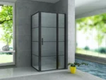 Cabină de duș Aloni 90×120×200 cm, ușă batantă, sticlă securizată 8 mm, negru mat