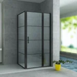 Cabină de duș Aloni 90×120×200 cm, ușă batantă, sticlă securizată 8 mm, negru mat