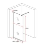 Paravan de duș Walk-In Aloni Copa 140×200 cm, sticlă Champagne 8 mm, profil cupru periat - imagine 5