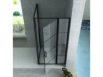 Cabină de duș Aloni 90×120×200 cm, ușă batantă, sticlă securizată 8 mm, negru mat - imagine 2