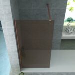 Paravan de duș Walk-In Aloni Copa 140×200 cm, sticlă Champagne 8 mm, profil cupru periat - imagine 2