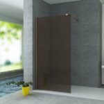 Paravan de duș Walk-In Aloni Copa 140×200 cm, sticlă Champagne 8 mm, profil cupru periat