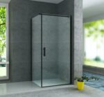 Cabină de duș Aloni 90×90×190 cm, ușă pivotantă, sticlă securizată 6 mm, profil negru mat