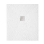 Cădiță de duș Zenon Smart SL Nieve 90×100 cm, marmură compozită albă, cu sifon și capac inox