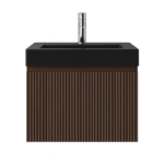 Mobilier de baie Aloni Ela 60 cm cu lavoar negru, finisaj nuc - imagine 2