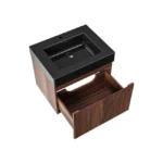 Mobilier de baie Aloni Ela 60 cm cu lavoar negru, finisaj nuc - imagine 4