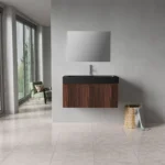 Mobilier de baie Aloni Ela 80 cm cu lavoar negru, finisaj nuc - imagine 2