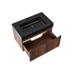 Mobilier de baie Aloni Ela 80 cm cu lavoar negru, finisaj nuc - imagine 4