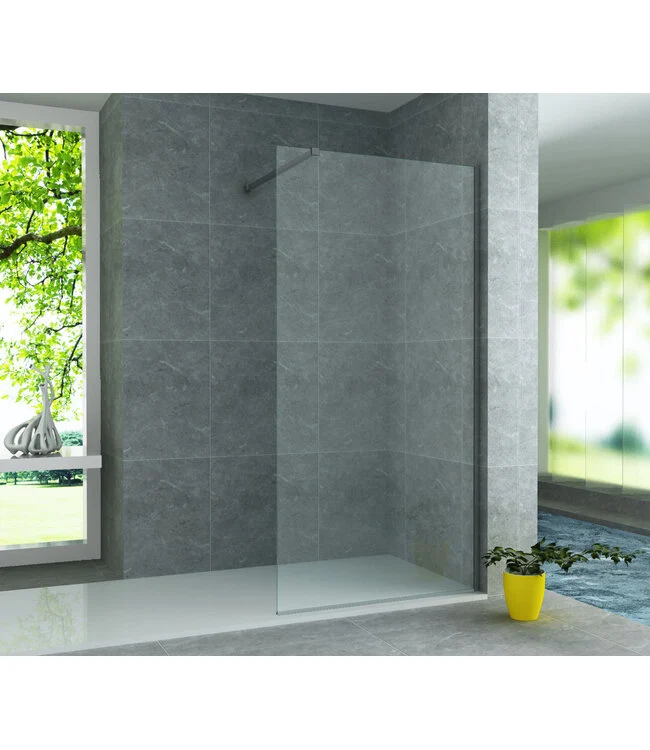 douchewand-eco-nano-gunmetal-100-x-200-cm-8mm-veil Paravan de duș Walk-In Aloni Eco Nano 100×200 cm, sticlă securizată 8 mm, profil Gunmetal - imagine 1
