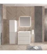Mobilier inferior baie Aloni Jupiter 80 cm, 3 sertare Soft-Close, MDF, alb mat - imagine 3